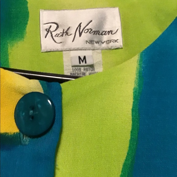 Hippie, Boho,Art, wearable art, Ruth Norman M multi art color blouse bohemian - Picture 2 of 4